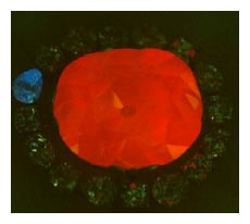Hope Diamond emitting a red phosphorescence